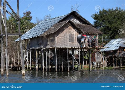 Fishing Villages At Inle Lake In Myanmar Stock Image Image Of Asia