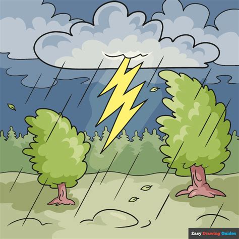 How To Draw A Thunderstorm Really Easy Drawing Tutorial