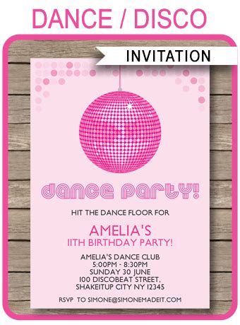 dance party invitations template birthday party