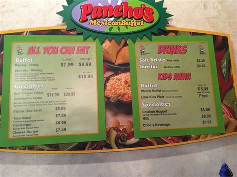 Panchos Mexican Buffet Incorporated Arlington Menu Prices