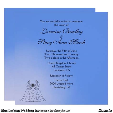 blue lesbian wedding invitation zazzle lesbian wedding invitations wedding invitations