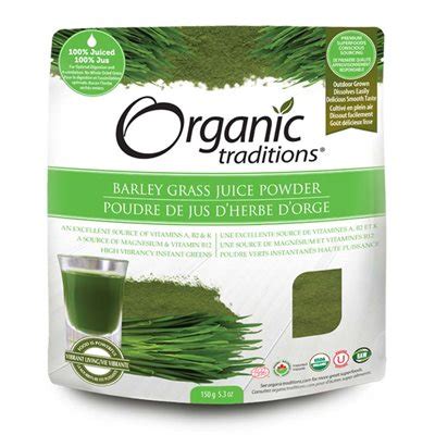 You can also sprinkle barley grass juice powder over fruit bowls and melons. Organic Traditions Certified Organic Barley Grass Juice Powder 150gr Raw Nutrition Canada