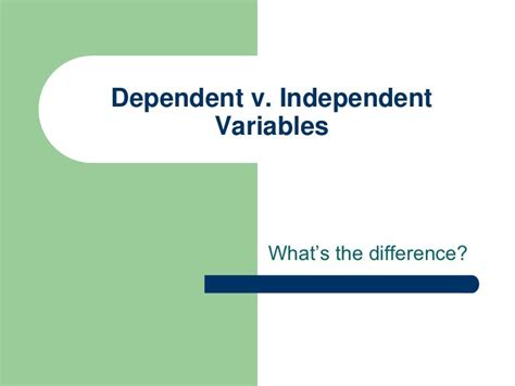 Dependent V Independent Variables