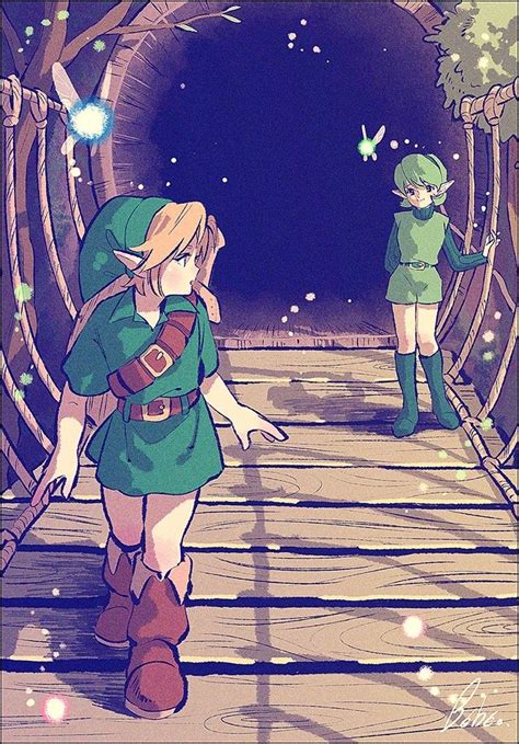 legend of zelda ocarina of time art link and saria farewell kokiri sage of forest fairy