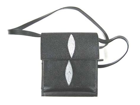 Genuine Stingray Leather Shoulder Bag In Black Stingray Skin Stw389s