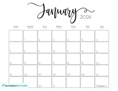 Cute January 2024 Printable Calendar Crin Mersey