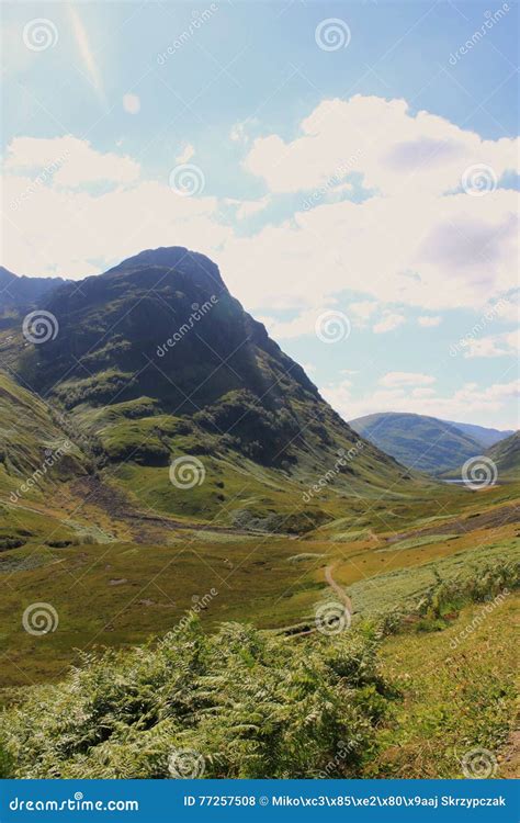 Scottish Highlands Landscape In Summer Road In The Valley Stock