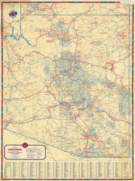 1937 Road Map Of Arizona In 2020 Map Vintage World Maps Roadmap