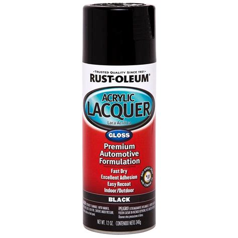 Rust Oleum Automotive 12 Oz Acrylic Lacquer Gloss Black Spray Paint 6