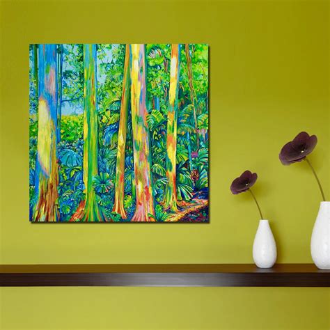 Qkart Wall Art Colorful Tree Abstract Oil Painting On Canvas Wall