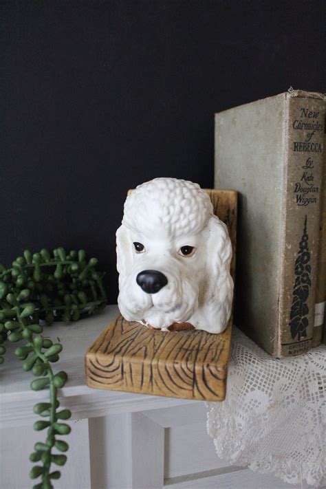 Vintage Lefton Poodle Bookends Set Of 2 White Poodle Head Etsy