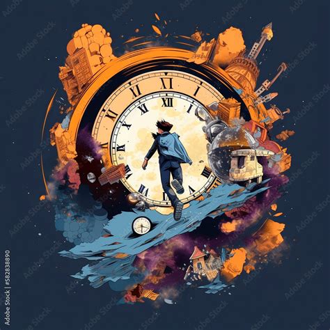 Time Travel Jump Into The Time Portal In Hours Stock Illustration
