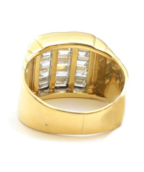 Solid 18 Karat Yellow Gold And Genuine Diamond Mens Cluster Ring 127g