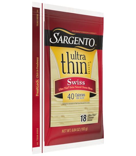 Sargento Swiss Natural Cheese Ultra Thin Slices 18 Slices Sargento