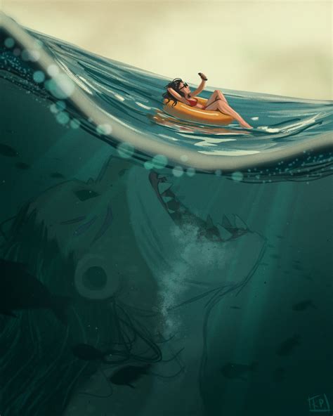 Artstation Mermay Deep Waters Kyra P Scary Drawings Sea Monster