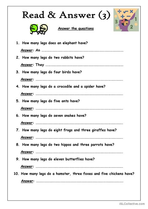 Read And Answer 3 Answer Th English Esl Worksheets Pdf And Doc