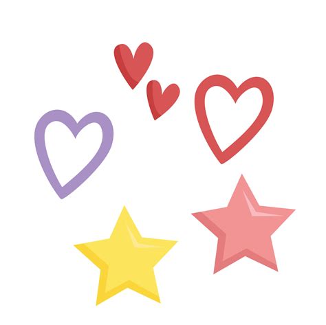 Colorful Heart And Star Decoration Illustration Vector Clipart 15216046