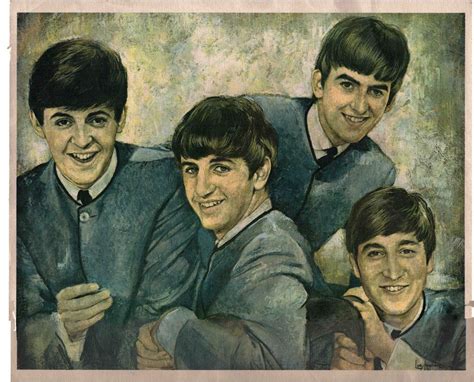 Vintage Beatles Portrait Oil Painting Buddies Fan Club 1964 Leo Jansen