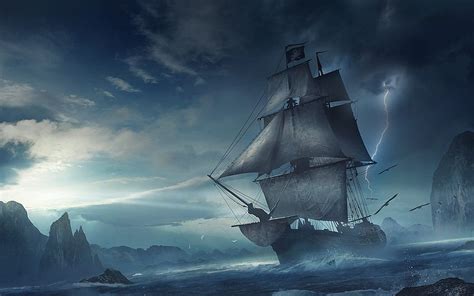 Pirate Ship And Background Pirates Of The Caribbean Ship Hd Wallpaper