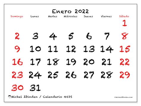 Calendario “46ds” Enero De 2022 Para Imprimir Michel Zbinden Es