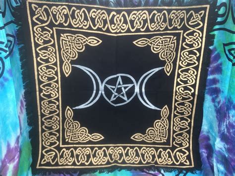 Triple Moon Pentagram Altar Cloth Witch Wiccan Wicca Tarot Etsy