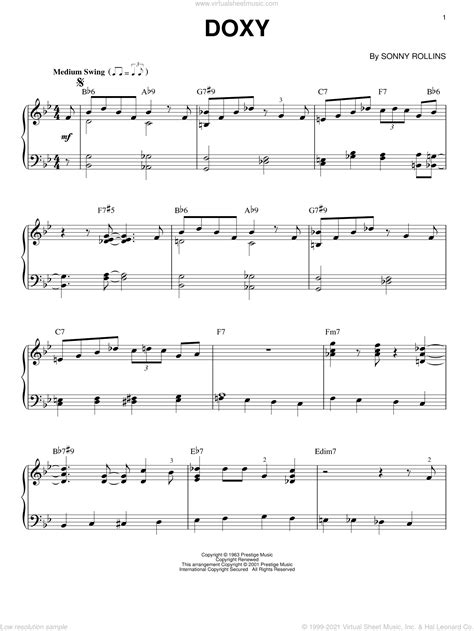 Rollins Doxy Sheet Music For Piano Solo Pdf