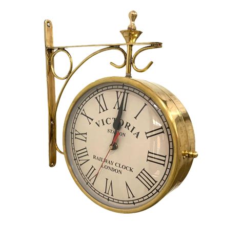 Shinny Brass Double Sided Station Clock Nautical 6 Wall Etsy