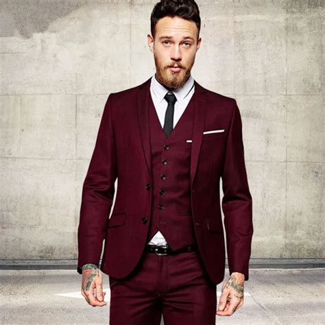 Buy Mens Fashion Wine Red Burgundy Men Suits Slim Fit