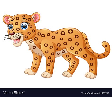 Happy Leopard Cartoon Isolated On White Background