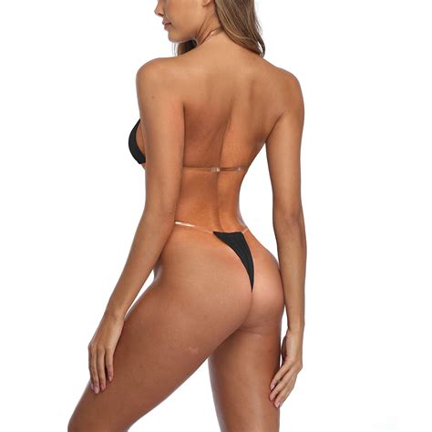 Thong Bikini Clear Straps Cheeky Brazilian Micro Thongs Bikinis Swimsuit For Women Sexy No Tan