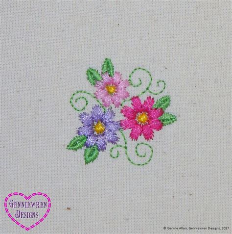 Genniewren Designs Free Three Flowers Machine Embroidery Design For