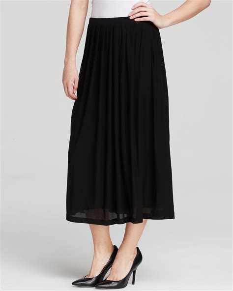 Eileen Fisher Pleated Silk Skirt In Black Lyst