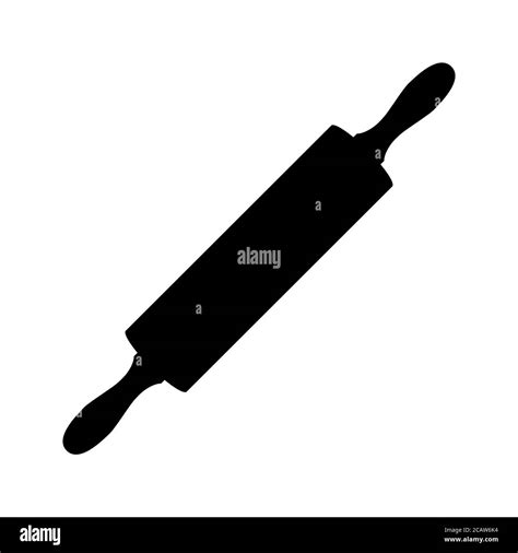 Digital Illustration Of A Black Rolling Pin Silhouette Icon On A White