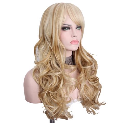 Long Blonde Wig Hair Anxin Wigs For Women Long Curly Hairs Synthetic