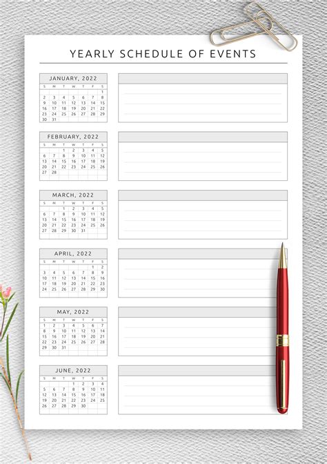 Free Yearly Schedule Of Events Template 45 Off