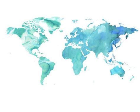 Watercolor World Map Desktop Wallpaper