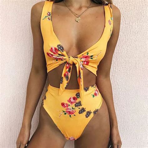 Best Price High Waist Swimsuit 2018 New Sexy Print Bikinis Women Swimwear Push Up Bathing Suit