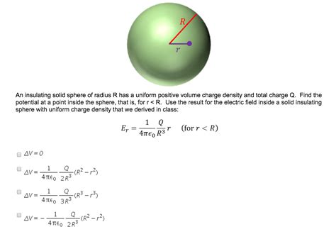 Solved An Insulating Solid Sphere Of Radius R Has A Uniform
