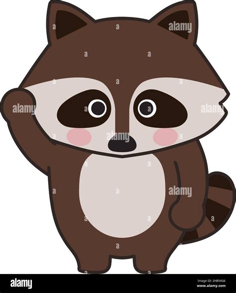Raccoon Waving A Hand Vector Illustration Isolated On A White