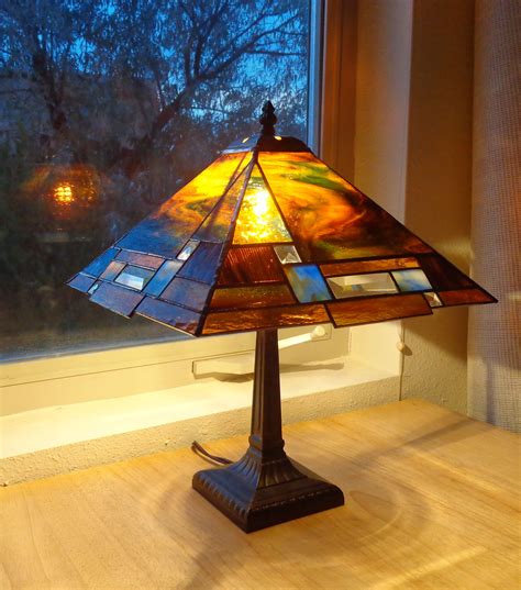 Custom Prairie Style Stained Glass Lamp By Krysia Designs