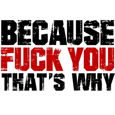 because fuck you thats why funny insult t shirt