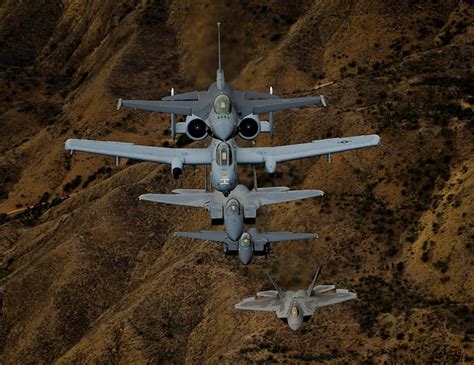 Top To Bottom F 16 Falcon A 10 Warthog 2 F 15s Strike Eagles And