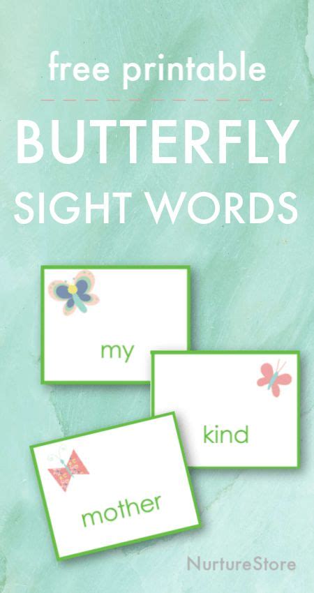 Butterfly Sight Word Cards Printables For Spring Literacy Activities