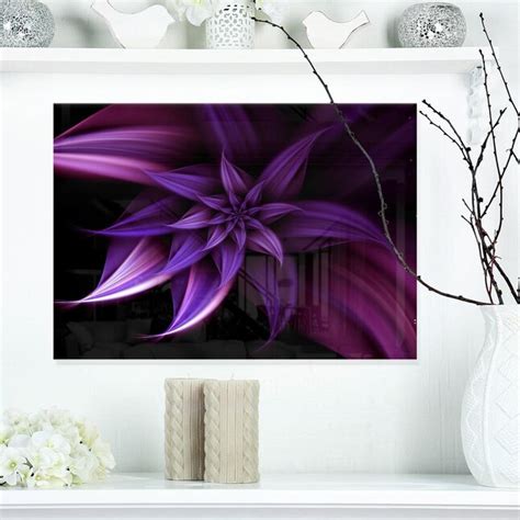 Designart Fractal Flower Purple Floral Metal Wall Art In The Wall Art