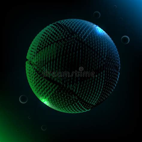Abstract Technology 3d Sphere Futuristic Planet In Universe Stock