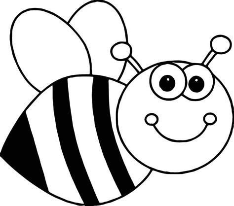 Bee Clip Art Black And White Cute