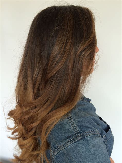 Ómbre Hairpainting Technique Warm Brown Sunkissed Highlights Carmel Highlights Natural