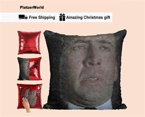 Nicolas Cage Pillow Nicolas Cage Sequin Pillow Christmas Etsy Australia