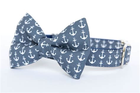 Bow Tie Dog Collar Navy Anchors Pecan Pie Puppies