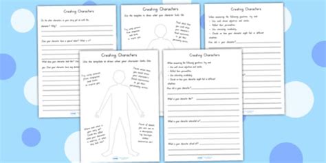 Creating A Character Worksheets